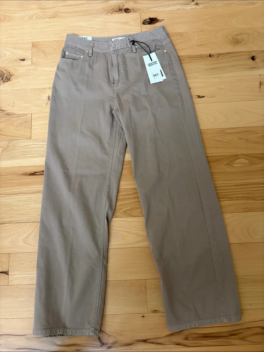 OAT New York Cloud Luxe Denim High Rise Wide Leg Pants in Khaki Size 8/29